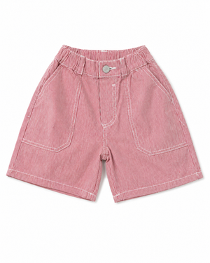 Janel Denim Red Striped Shorts
