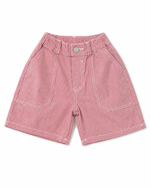Janel Denim Red Striped Shorts