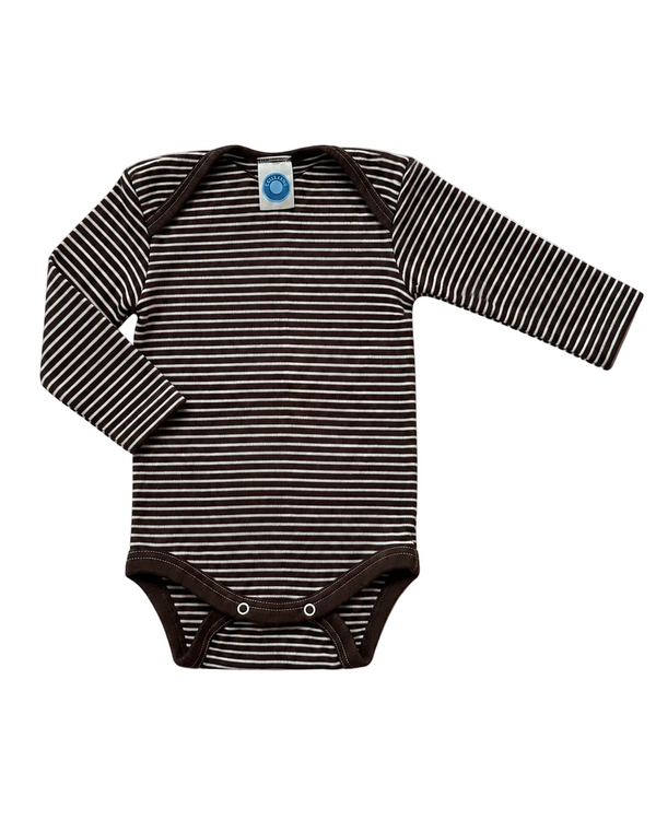 Striped Romper Long Sleeve - Brown