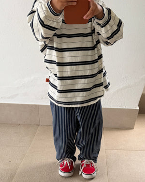 Lucie gestreepte jeans blauw