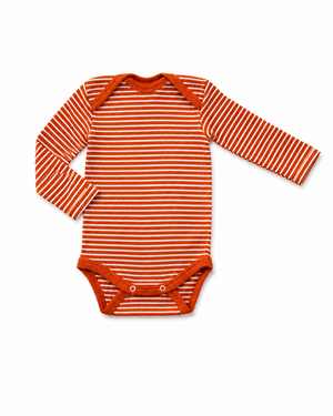 Striped Romper Long Sleeve - Orange