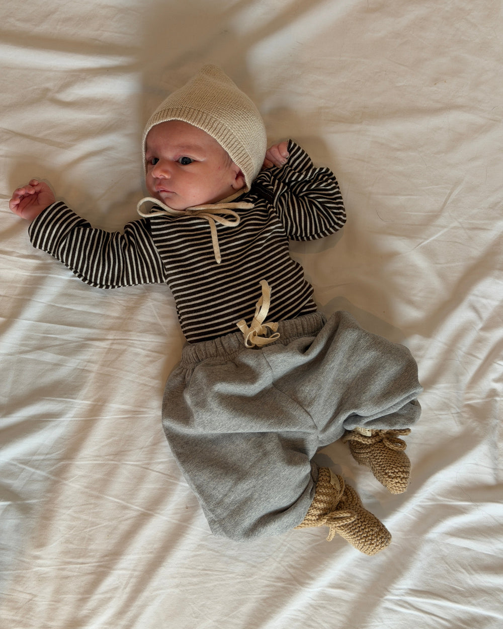 Striped Romper Long Sleeve - Brown