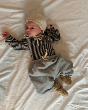 Striped Romper Long Sleeve - Brown